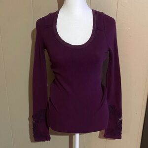 Free People Women's Purple Long Sleeve Top